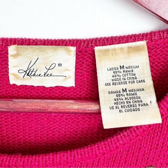 Vintage Christmas Red Cotton Beaded Appliqué Pullover Sweater Women’s Size M/L - Picture 4 of 13